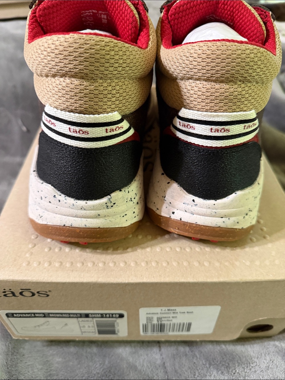 Taos Footwear Women's Tan, Brown & Black Mesh Suede Sneakers with Red Lining - Picture 5 of 6